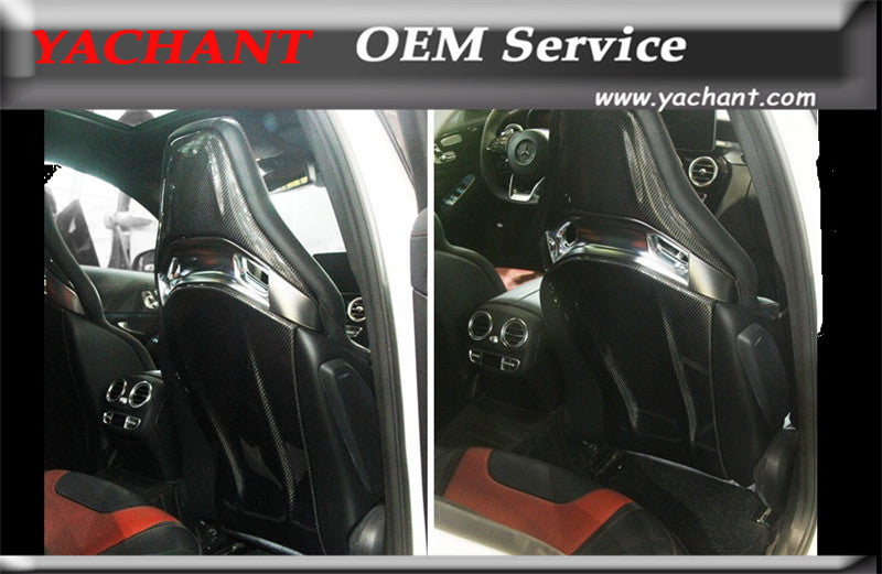Car-Styling Full Carbon Fiber Seat Back Cover Trim Fit For 2015-2016 MB W205 C63 Seat Back Cover