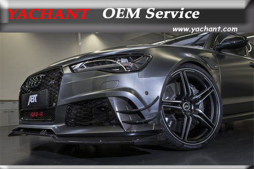 Car-Styling Carbon Fiber Front Bumper Lip Fit For 2013-2016 A6 S6 RS6 RS6-Conversion Front Bumper ABT Style Canards Front Lip