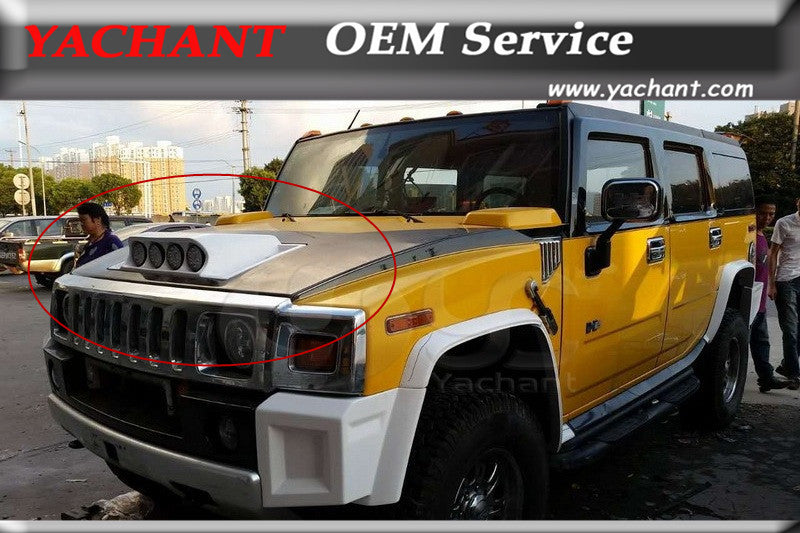 Car-Styling Auto Accessories Fiber Glass FRP Bonnet Scoop Fit For 2003-2009 Hummer H2 Branew Style Front Hood Scoop