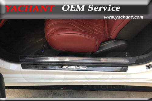 Car-Styling Carbon Fiber Door Sill Plate 2Pcs Fit For 2015-2017 MB C217 S63 Coupe OEM Style Door Sills